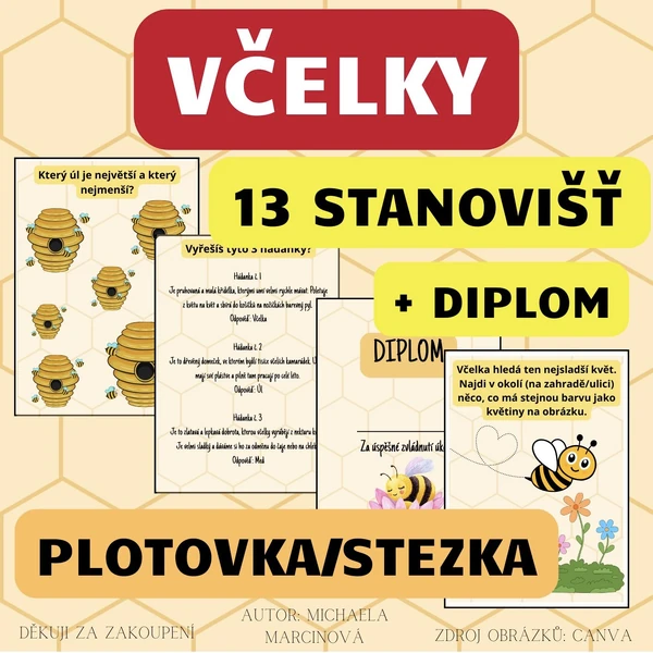 VČELY (13 úkolů + DIPLOM) - plotovka/stezka