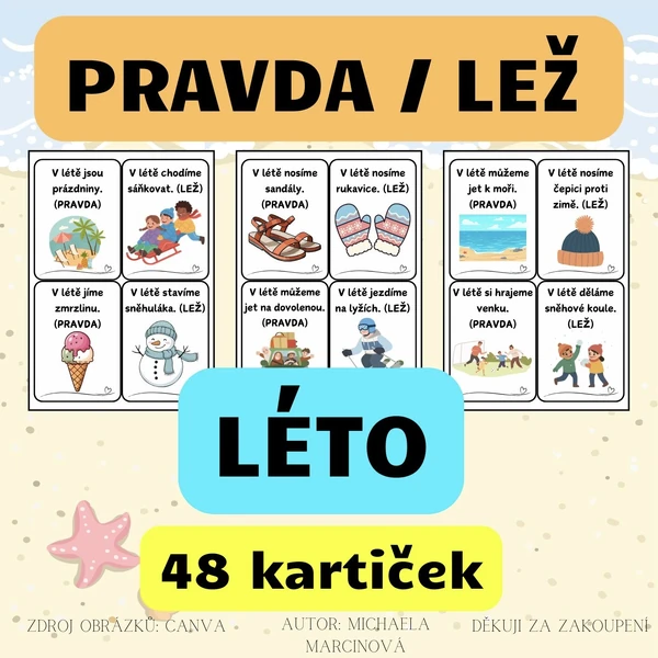 LÉTO - pravda/lež - barevné