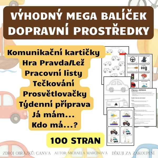 DOPRAVNÍ PROSTŘEDKY - výhodný MEGA balíček