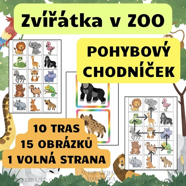 ZVÍŘÁTKA v ZOO - pohybový chodníček