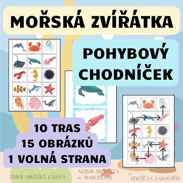 MOŘSKÁ ZVÍŘÁTKA - pohybový chodníček