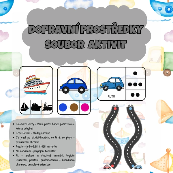 Dopravní prostředky - soubor aktivit 