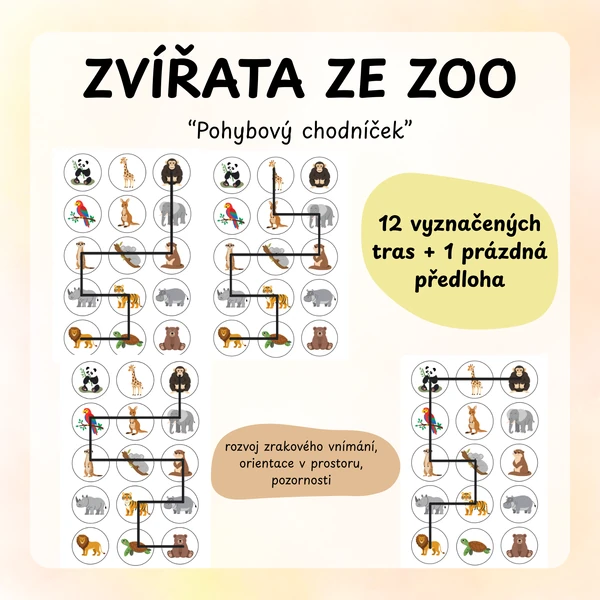 ZVÍŘATA ZE ZOO - pohybový chodníček