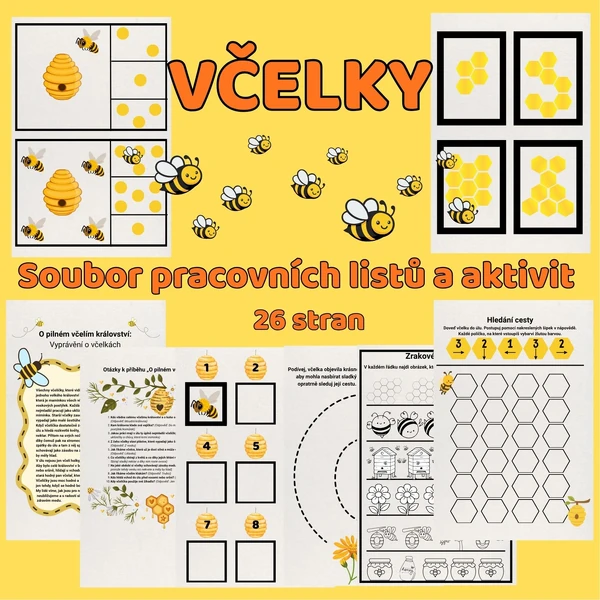 🐝 Včelky - soubor pracovních listů a aktivit