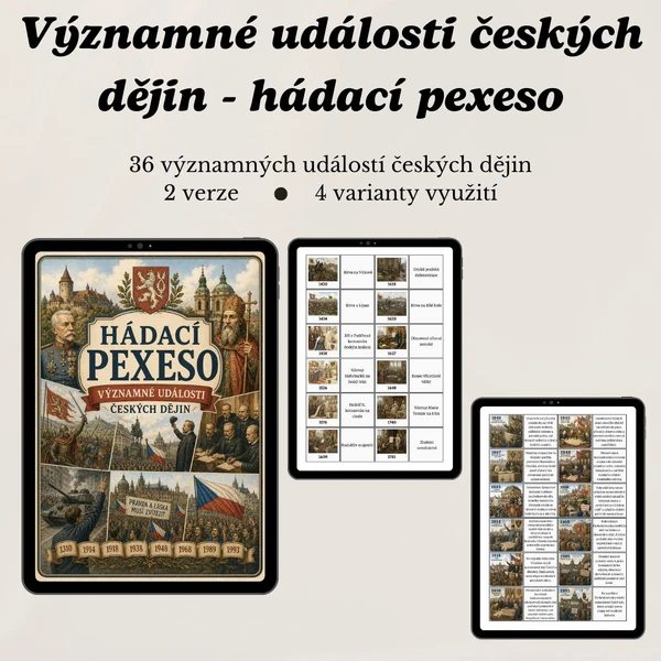 Významné události českých dějin - hádací pexeso