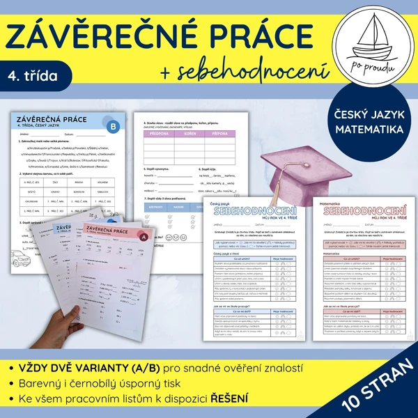 Závěrečné práce | ČJ, M + sebehodnocení pro 4. třídu