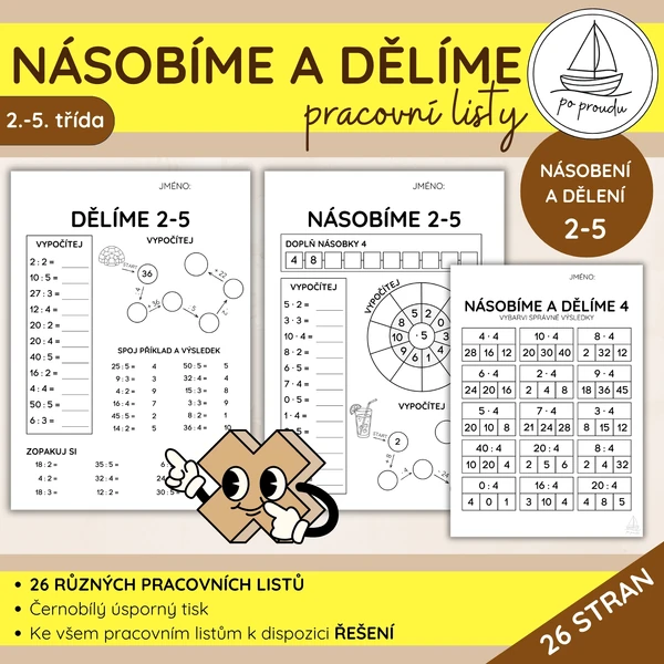 Násobení a dělení 2–5 | 26 pracovních listů