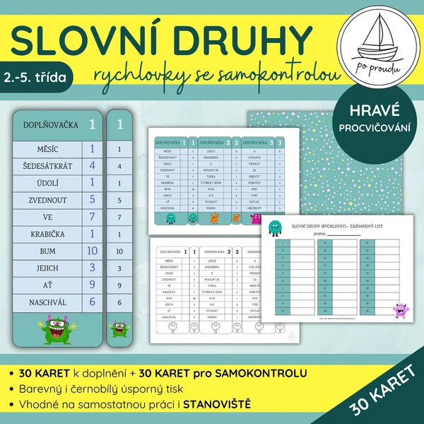 Slovní druhy | rychlovky se samokontrolou