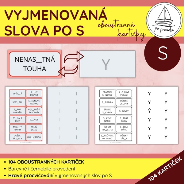 Vyjmenovaná slova po S | 104 oboustranných kartiček