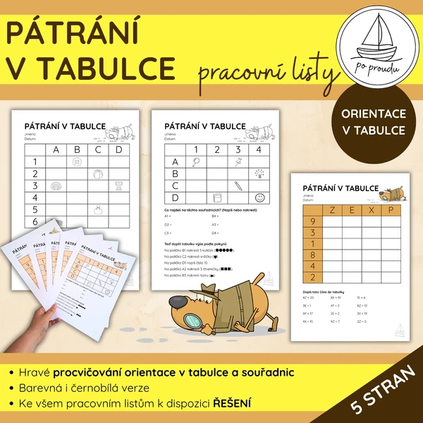 Pátrání v tabulce | orientace v tabulce, souřadnice