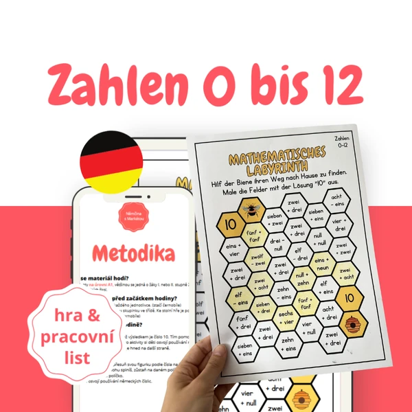 Zahlen 0 bis 12: pracovní list a stolní hra