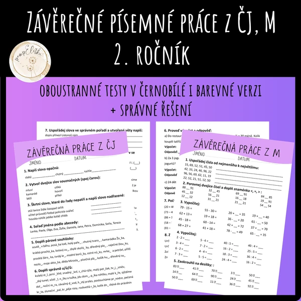 Závěrečné písemné práce z ČJ, M - 2. ročník