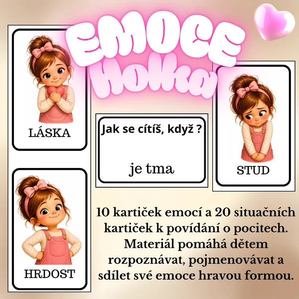 Emoce holka – kartičky k povídání o pocitech 🌸
