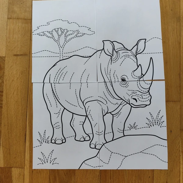 Safari zvířata - maxi kooperativní spojovací omalovánky 