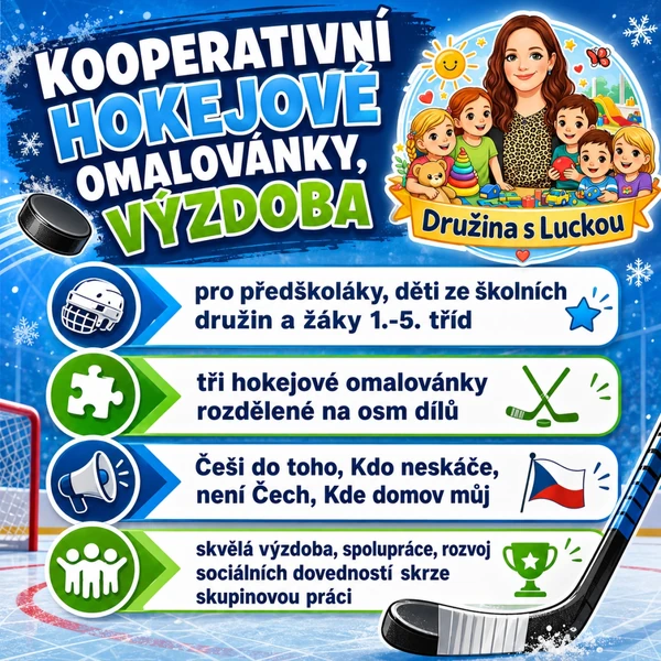 Hokej, kooperativní plakátové omalovánky