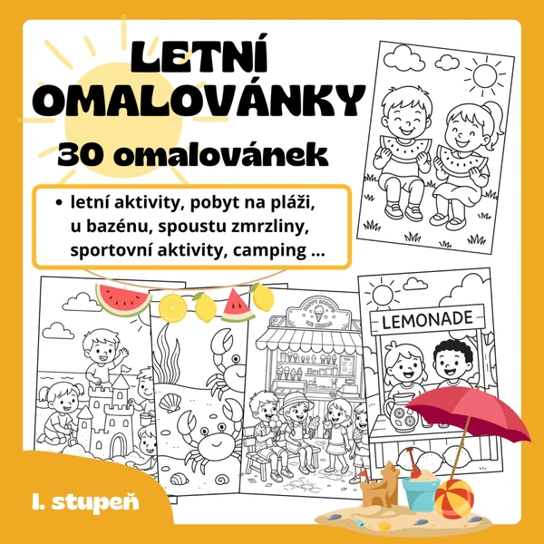 Letní omalovánky - 30 obrázků