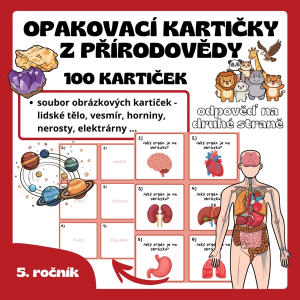 Obrázkové opakovací kartičky z PŘÍRODOVĚDY - 100 kartiček