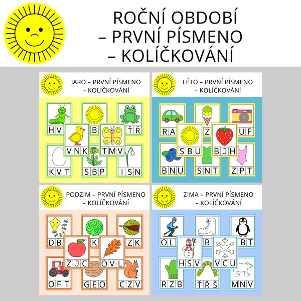 ROČNÍ OBDOBÍ - PRVNÍ PÍSMENO - KOLÍČKOVÁNÍ