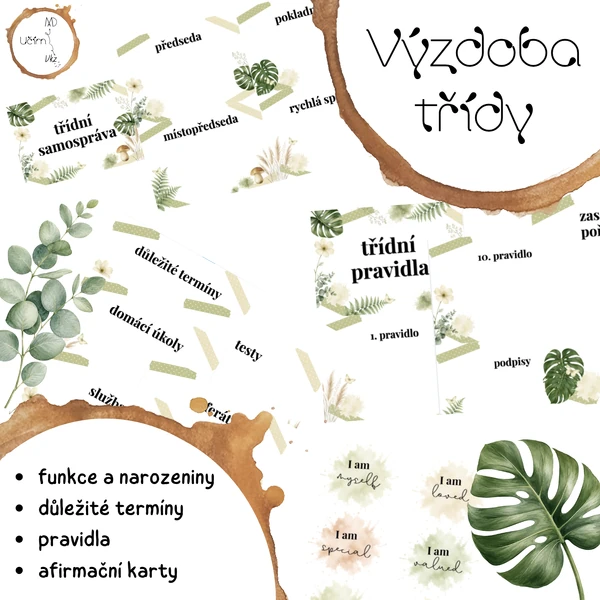 Botanická třída - kompletní sada výzdoby a organizace (sada 6 materiálů)