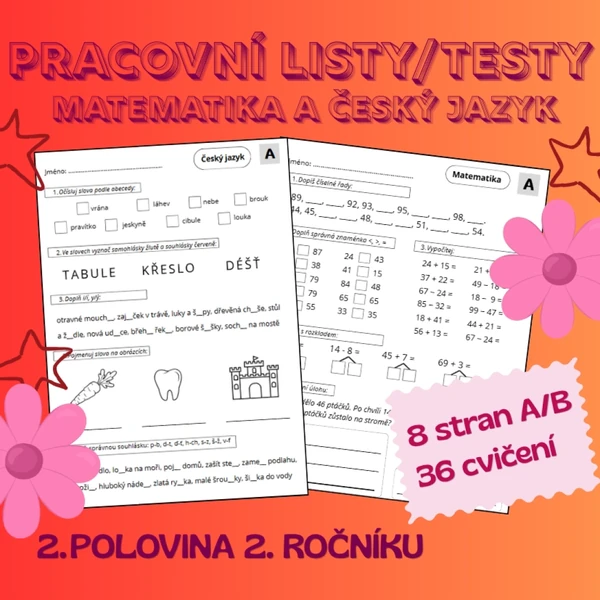 Pracovní listy/testy - Český jazyk a matematika