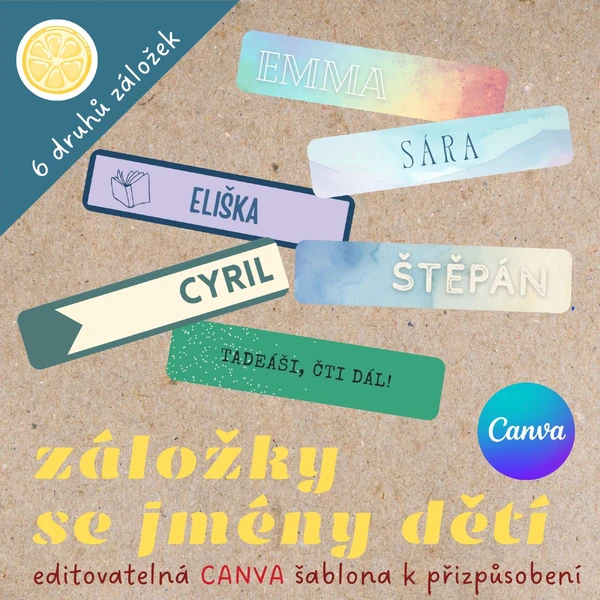 BAREVNÉ ZÁLOŽKY SE JMÉNY DĚTÍ