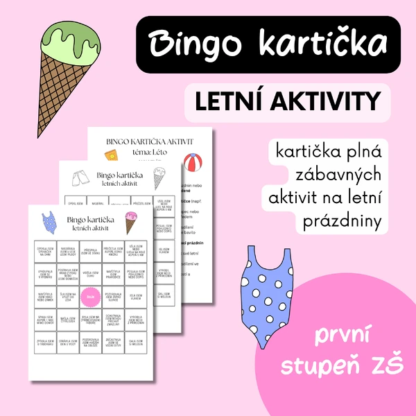 Letní bingo - kartička aktivit - prázdninové výzvy pro děti