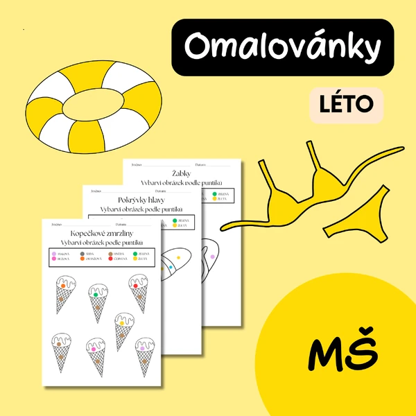 Léto - omalovánky podle puntíků