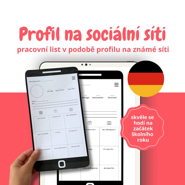 Profil na sociální síti v němčině