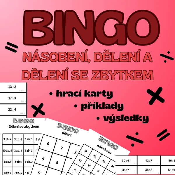 Bingo - dělení, násobení a dělení se zbytkem 