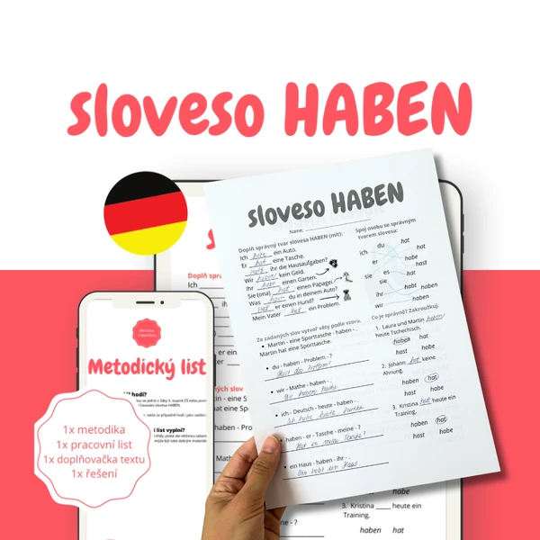 Sloveso HABEN: pracovní list a doplňovačka textu