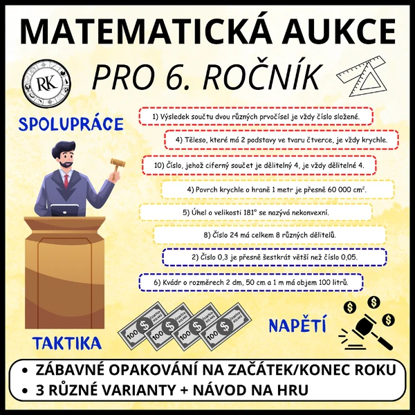 Opakování učiva 6. ročníku - Matematická aukce