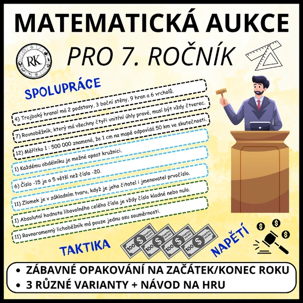 Opakování učiva 7. ročníku - Matematická aukce