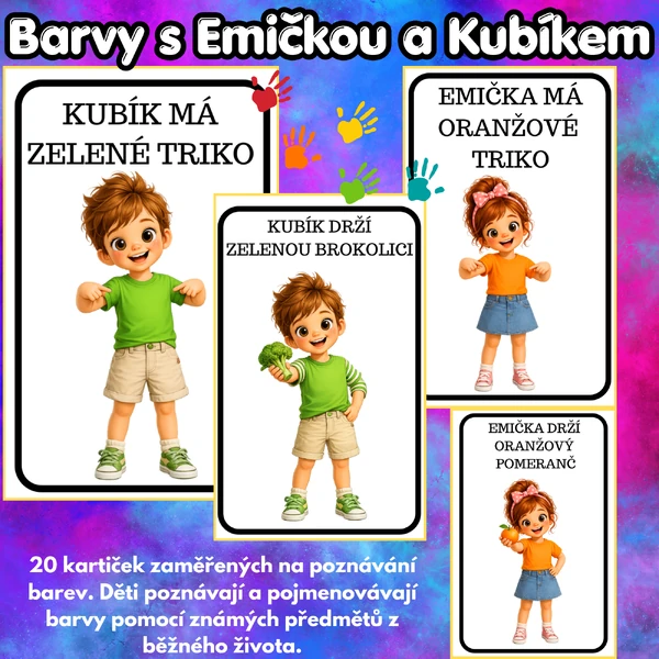 Barvy s Emičkou a Kubíkem – kartičky
