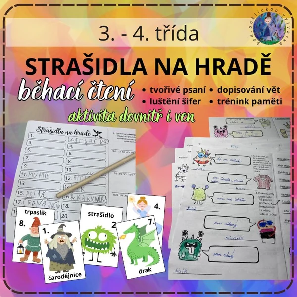 Strašidla na hradě - běhací čtení a pracovní list pro 3.-4. třídu