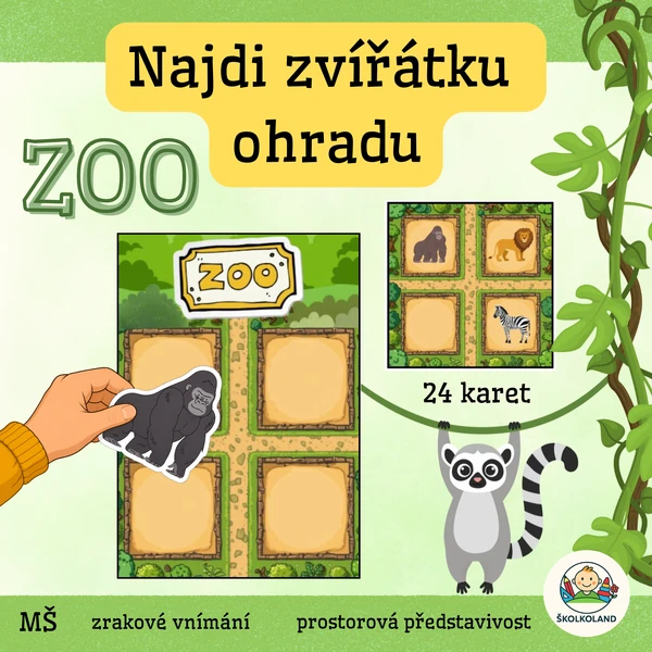 ZOO OHRADY - Kam patří zvíře? Umisťování zvířat dle předlohy (MŠ)
