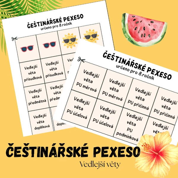 Češtinářské pexeso - vedlejší věty