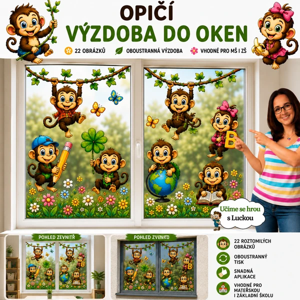 Opice výzdoba - oboustranná nejen do oken