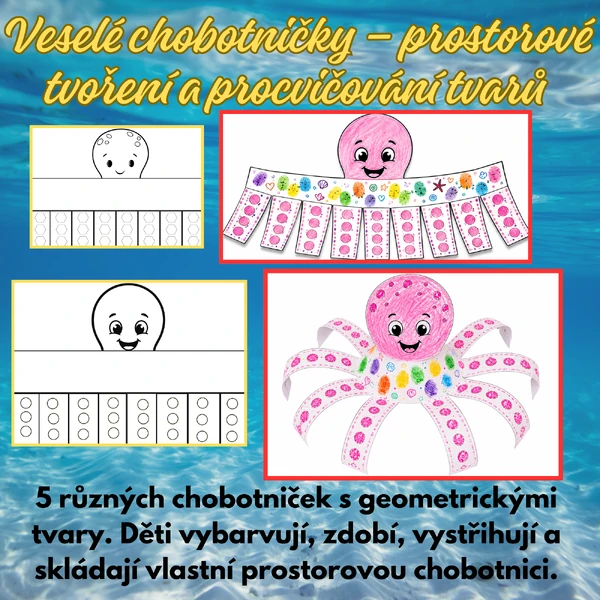 Moje chobotnička – vystřihni, vybarvi a slož🐙