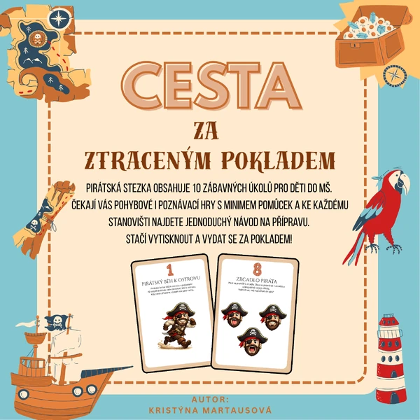 Cesta za ztraceným pokladem – pirátská stezka s 10 úkoly pro děti