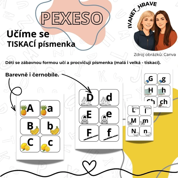 Pexeso - učíme se tiskací písmenka
