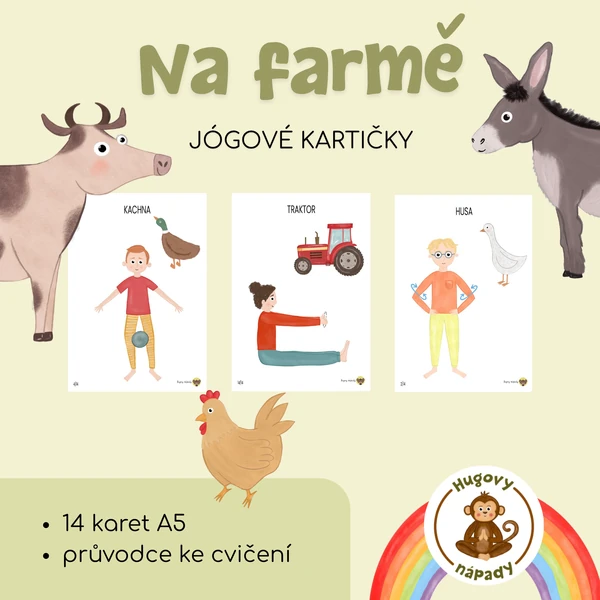 Jóga na farmě - jógové kartičky na téma "farma"