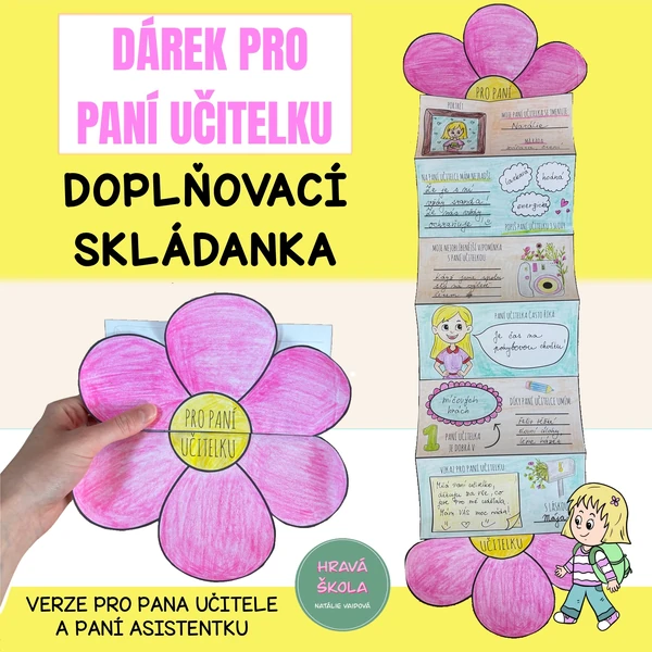 DÁREK PRO PANÍ UČITELKU - skládanka ve tvaru květiny