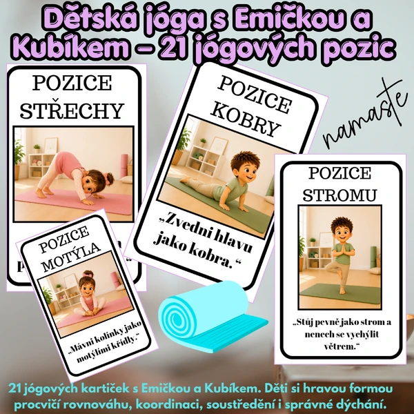 Dětská jóga s Emičkou a Kubíkem – 21 jógových pozic 🧘‍♂️
