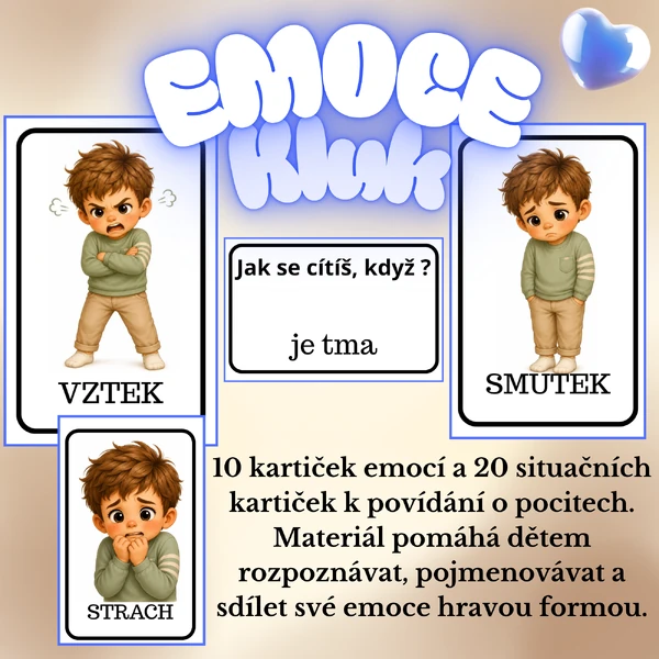 Emoce kluk – kartičky k povídání o pocitech🫂