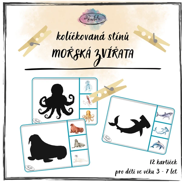 Kolíčkovaná stínů - Mořská zvířata