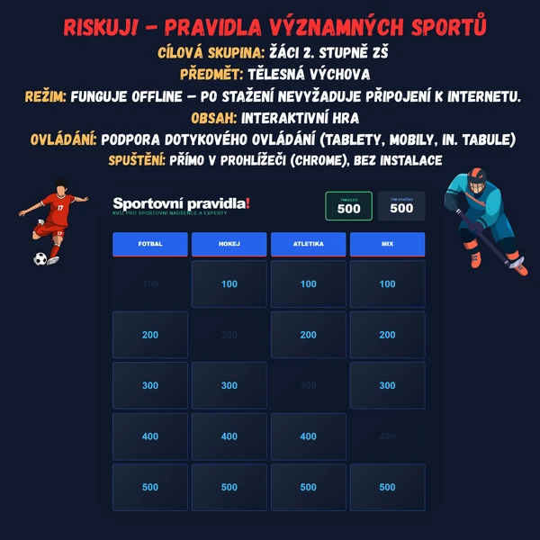 Riskuj! - Pravidla významných sportů