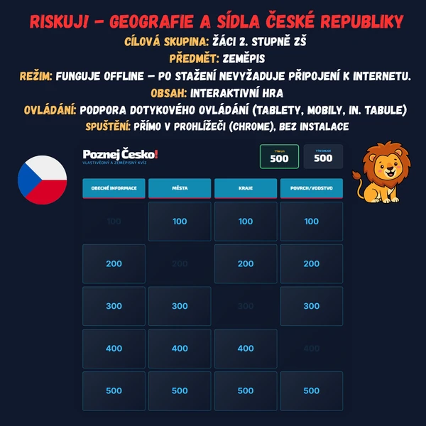 Riskuj! - Geografie a sídla České republiky