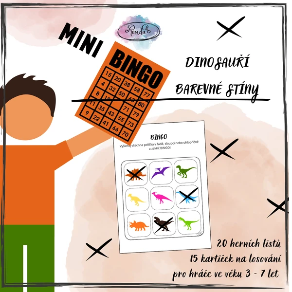 mini Bingo - Dinosauří barevné stíny