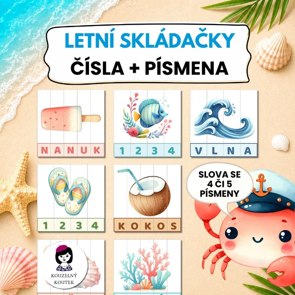 Letní skládačky s písmeny a číslicemi | Puzzle | Léto | Prázdniny