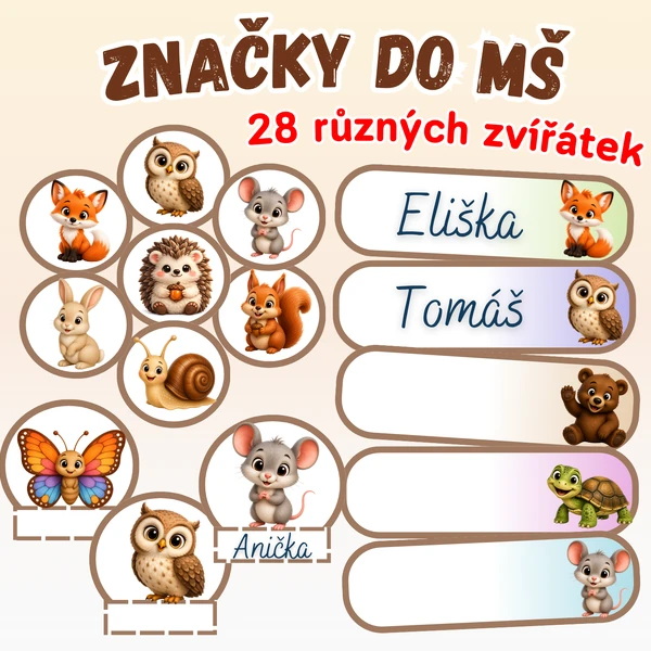 Značky do mateřské školy/Značky do MŠ/Jmenovky